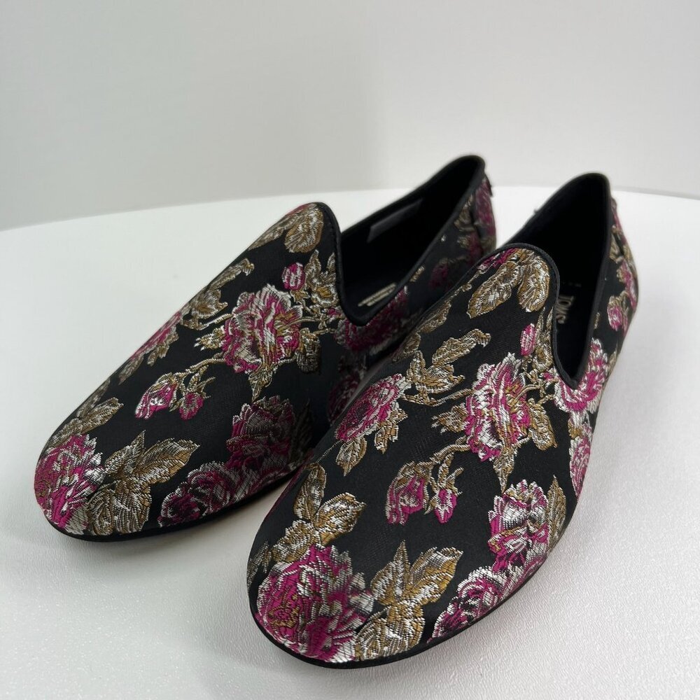 TOMS Darcy Slip On Loafer Shoes Womens US 9.5 Flat Floral Brocade Jacquard Black - Picture 4 of 12